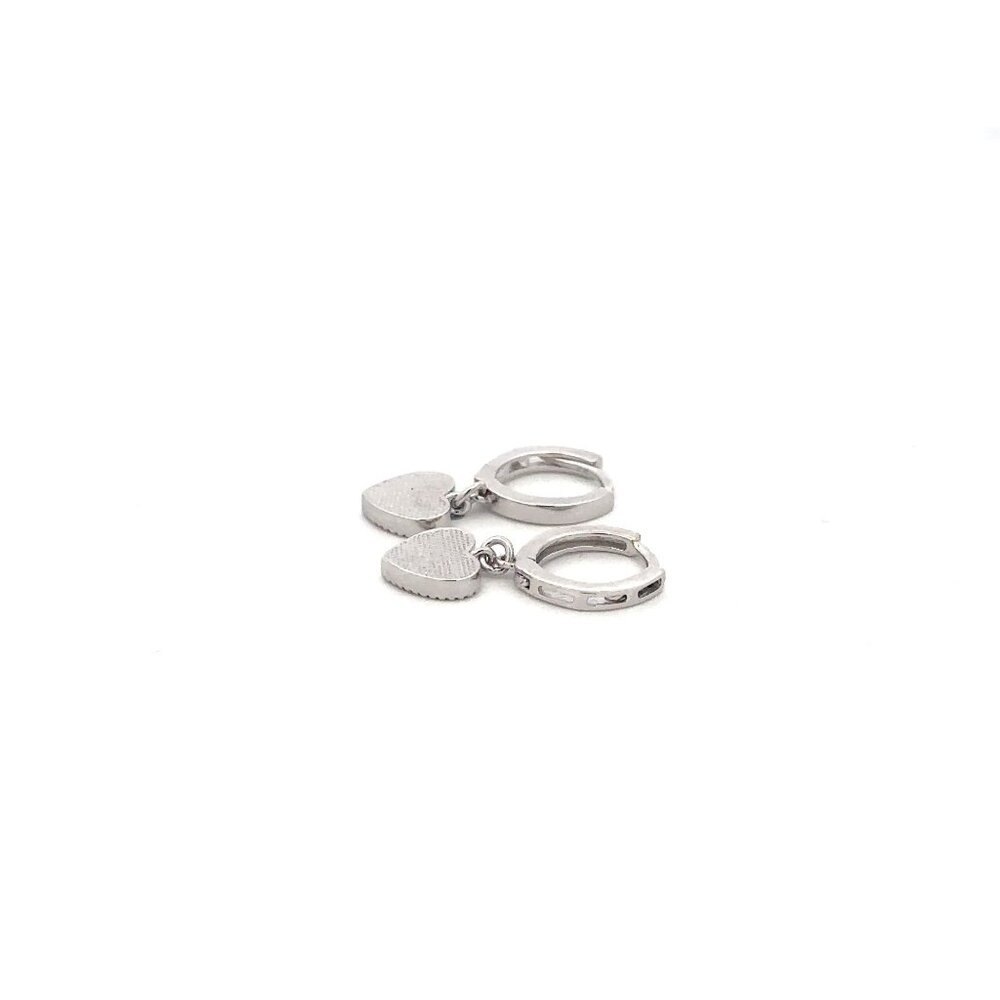 925 Sterling Silver Hoops Earrings Dangle Heart - Picture 7 of 9